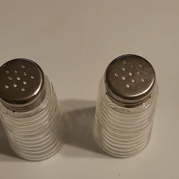 Vintage Glass Salt and Pepper Shakers - Picture 2 of 4
